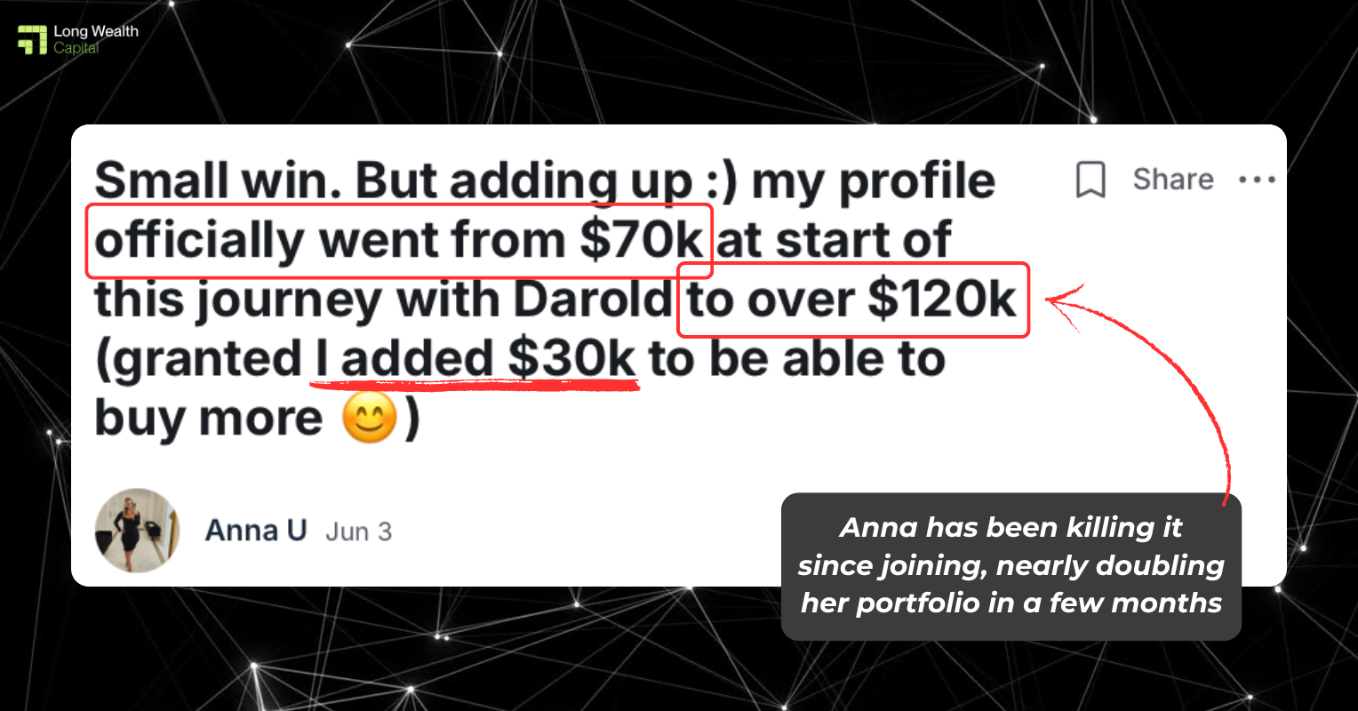 Anna grew her portfolio from $70k to over $120k